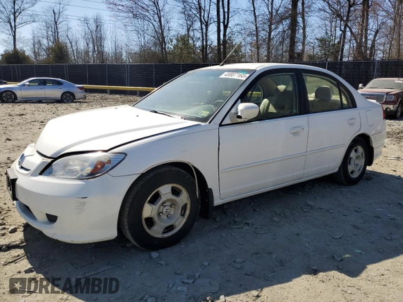 2005 Honda Civic with VIN JHMES96635S011410, listed as a Copart auction lot 48807165 with 182,210 mi miles and Salvage Title. Bid and sale history available at DreamBid. Image 1.