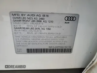 2016 Audi Q5 Premium Plus с VIN WA1L2AFP0GA150139, выставлен на аукционе Copart как лот 61922705 с пробегом 103 487 миль миль и Списание • Salvage title. История ставок и продаж доступна на DreamBid. Изображение 13.