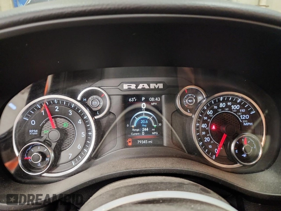 2020 Ram 1500 Big Horn with VIN 1C6SRFFT5LN117445, listed as a Copart auction lot 58014325 with 79,345 mi miles and Salvage title. Bid and sale history available at DreamBid. Image 9.