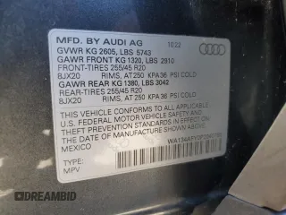 2023 Audi SQ5 Sportback Prestige with VIN WA134AFY0P2040785, listed as a Copart auction lot 77425304 with 22,996 mi miles and Salvage Title. Bid and sale history available at DreamBid. Image 13.