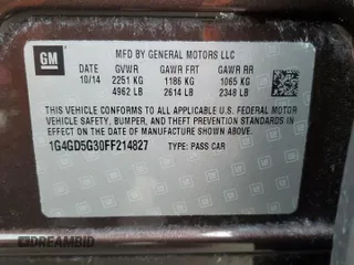 2015 Buick LaCrosse Premium I with VIN 1G4GD5G30FF214827, listed as a Copart auction lot 45353625 with 56,150 mi miles and Salvage Title. Bid and sale history available at carsss.com. Image 12.