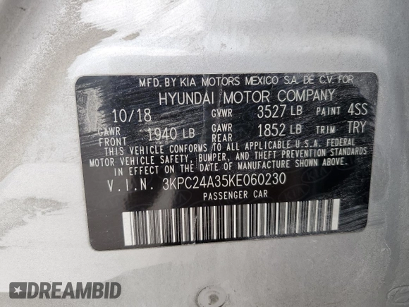 2019 Hyundai Accent SE with VIN 3KPC24A35KE060230, listed as a Copart auction lot 52606115 with 127,481 mi miles and Salvage Title. Bid and sale history available at DreamBid. Image 14.