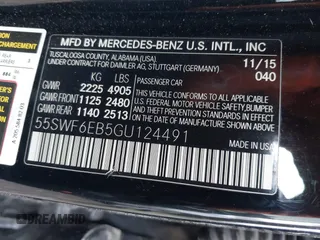2016 Mercedes-Benz C 450 AMG with VIN 55SWF6EB5GU124491, listed as a IAAI auction lot 41755108 with 110,006 mi miles and . Bid and sale history available at carsss.com. Image 9.