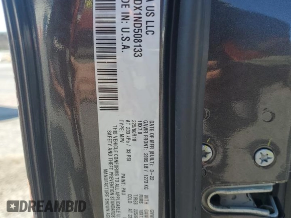 2022 Jeep Cherokee Limited with VIN 1C4PJMDX1ND508133, listed as a Copart auction lot 48487355 with 88,879 mi miles and Salvage Title. Bid and sale history available at DreamBid. Image 14.