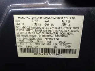 2008 Nissan Altima 2.5 S with VIN 1N4AL21E28C214070, listed as a IAAI auction lot 37537543 with 30,659 mi miles. Bid and sale history available at carsss.com. Image 9.