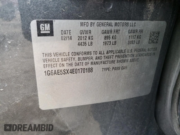 2014 Cadillac ATS Premium with VIN 1G6AE5SX4E0170188, listed as a Copart auction lot 52098204 with 141,734 mi miles and Salvage Title. Bid and sale history available at carsss.com. Image 12.