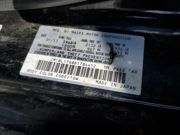 2013 Mazda 3 i SV with VIN JM1BL1TG8D1784412, listed as a Copart auction lot 56516435 with Not provided miles and Salvage title. Bid and sale history available at DreamBid. Image 13.