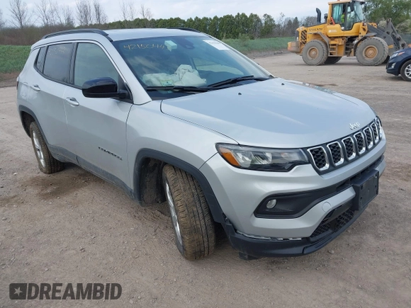 2024 Jeep Compass Latitude with VIN 3C4NJDBN0RT124448, listed as a IAAI auction lot 42150443 with 20,526 mi miles. Bid and sale history available at carsss.com. Image 1.