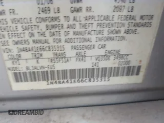2006 Nissan Maxima 3.5 SL with VIN 1N4BA41E66C835315, listed as a IAAI auction lot 41469803 with 148,145 mi miles. Bid and sale history available at carsss.com. Image 9.