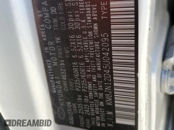 2005 Hyundai Tucson GLS with VIN KM8JN12D45U042095, listed as a Copart auction lot 69722604 with 182,394 mi miles and Salvage Title. Bid and sale history available at carsss.com. Image 14.