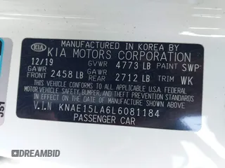 2020 Kia Stinger GT-Line with VIN KNAE15LA6L6081184, listed as a IAAI auction lot 41587668 with 52,168 mi miles. Bid and sale history available at carsss.com. Image 9.