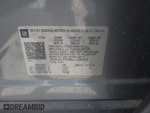 2020 GMC Terrain SLE с VIN 3GKALTEV6LL126652, выставлен на аукционе IAAI как лот 42012248 с пробегом 89 102 миль миль и . История ставок и продаж доступна на DreamBid. Изображение 9.