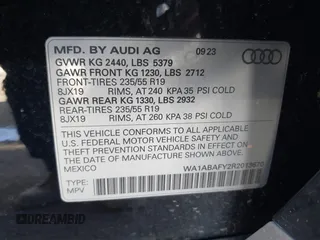 2024 Audi Q5 Premium z VIN WA1ABAFY2R2013670, wystawiony jako IAAI lot #41134099 z przebiegiem 5 940 mil mil oraz . Historia ofert i sprzedaży dostępna na DreamBid. Obrazek 9.