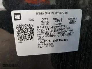 2022 Chevrolet Malibu LT with VIN 1G1ZD5ST5NF157407, listed as a Copart auction lot 51284875 with 79,453 mi miles and Salvage Title. Bid and sale history available at carsss.com. Image 12.