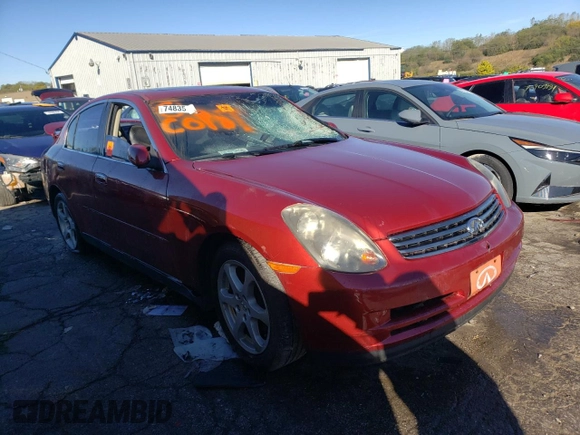 2003 Infiniti G35 w/Leather with VIN JNKCV51E73M306758, listed as a Copart auction lot 74835264 with Not Provided miles and Salvage Title. Bid and sale history available at DreamBid. Image 4.