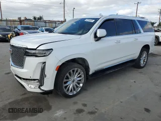 2021 Cadillac Escalade z VIN 1GYS3KKL3MR443385, wystawiony jako Copart lot #56984505 z przebiegiem 127 349 mil mil oraz Szkody całkowita. Historia ofert i sprzedaży dostępna na DreamBid. Obrazek 1.