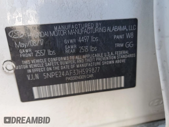 2018 Hyundai Sonata SE z VIN 5NPE24AF3JH599877, wystawiony jako Copart lot #82849334 z przebiegiem Nie podano mil oraz Szkoda całkowita • Salvage title. Historia ofert i sprzedaży dostępna na DreamBid. Obrazek 15.
