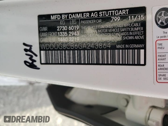 2016 Mercedes-Benz S 550 with VIN WDDUG8CB6GA243864, listed as a Copart auction lot 69696932 with 72,133 mi miles and . Bid and sale history available at DreamBid. Image 12.