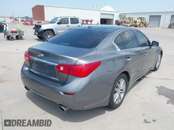 2014 Infiniti Q50 Premium with VIN JN1BV7AP5EM675859, listed as a IAAI auction lot 42031960 with 110,149 mi miles. Bid and sale history available at carsss.com. Image 4.