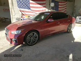 2014 Infiniti Q50 Hybrid Premium with VIN JN1AV7AR7EM701942, listed as a Copart auction lot 46522925 with 0 mi miles and Salvage Title. Bid and sale history available at carsss.com. Image 1.