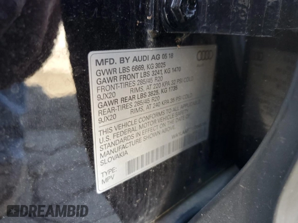 2018 Audi Q7 Premium Plus z VIN WA1LAAF77JD045185, wystawiony jako Copart lot #47992645 z przebiegiem 138 247 mil mil oraz Szkoda całkowita • Salvage title. Historia ofert i sprzedaży dostępna na DreamBid. Obrazek 12.