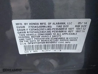 2014 Honda Pilot EX-L with VIN 5FNYF4H50EB050057, listed as a IAAI auction lot 41737072 with 198,749 mi miles. Bid and sale history available at carsss.com. Image 9.