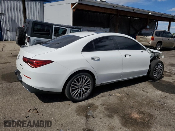 2021 Mercedes-Benz CLA 250 with VIN W1K5J4HB8MN170007, listed as a Copart auction lot 57405655 with 41,910 mi miles and Salvage title. Bid and sale history available at DreamBid. Image 3.