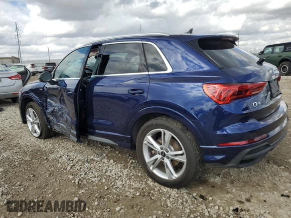 2023 Audi Q3 S line Premium Plus with VIN WA1EECF33P1037116, listed as a Copart auction lot 47653765 with 5,702 mi miles and Salvage title. Bid and sale history available at DreamBid. Image 2.