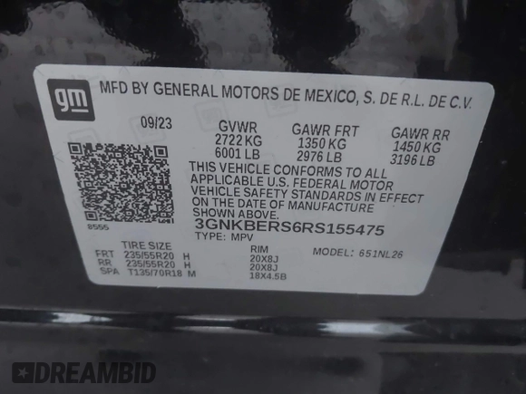 2024 Chevrolet Blazer RS с VIN 3GNKBERS6RS155475, выставлен на аукционе IAAI как лот 41529038 с пробегом 21 727 миль миль и . История ставок и продаж доступна на DreamBid. Изображение 9.