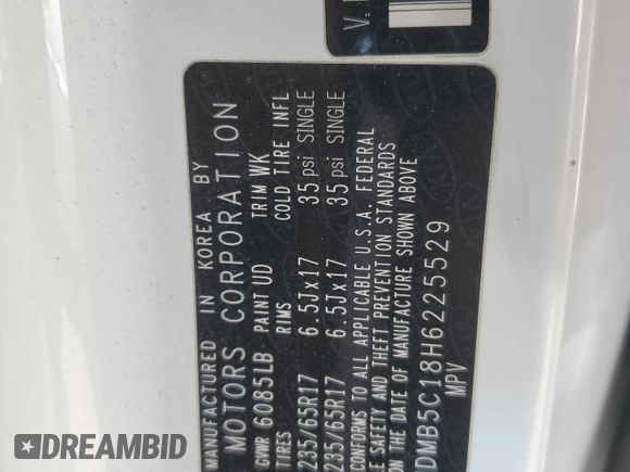 2017 Kia Sedona LX with VIN KNDMB5C18H6225529, listed as a Copart auction lot 49900075 with 272,725 mi miles and Salvage Title. Bid and sale history available at carsss.com. Image 13.