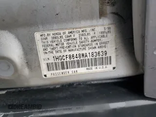 1998 Honda Accord DX z VIN 1HGCF8648WA183639, wystawiony jako Copart lot #49351645 z przebiegiem 89 526 mil mil oraz Nie do naprawy • Non repairable. Historia ofert i sprzedaży dostępna na DreamBid. Obrazek 14.
