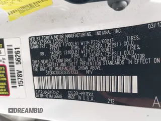 2013 Toyota Sienna LE AAS with VIN 5TDKK3DC6DS351233, listed as a IAAI auction lot 42652981 with 385,791 mi miles and . Bid and sale history available at DreamBid. Image 9.
