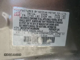 2017 Nissan Versa SL with VIN 3N1CN7AP1HL804294, listed as a Copart auction lot 78063784 with 51,452 mi miles and Salvage title. Bid and sale history available at DreamBid. Image 15.