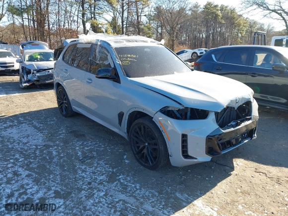 2025 BMW X5 M60i with VIN 5UX33EU08S9X68091, listed as a IAAI auction lot 41246321 with 10 mi miles. Bid and sale history available at carsss.com. Image 1.