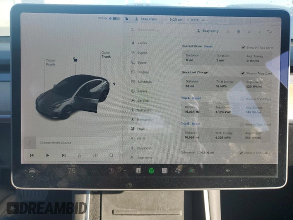 2020 Tesla Model 3 Long Range with VIN 5YJ3E1EB6LF616807, listed as a Copart auction lot 49485625 with 34,896 mi miles and Salvage Title. Bid and sale history available at carsss.com. Image 9.