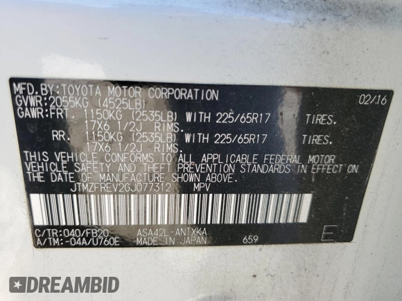 2016 Toyota RAV4 LE with VIN JTMZFREV2GJ077312, listed as a Copart auction lot 88358125 with 126,428 mi miles and Salvage Title. Bid and sale history available at carsss.com. Image 13.