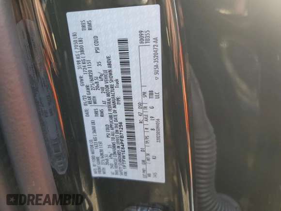 2023 Ford F-150 XL with VIN 1FTFW1E84PFB71256, listed as a Copart auction lot 48173165 with 18,512 mi miles and Salvage Title. Bid and sale history available at carsss.com. Image 12.
