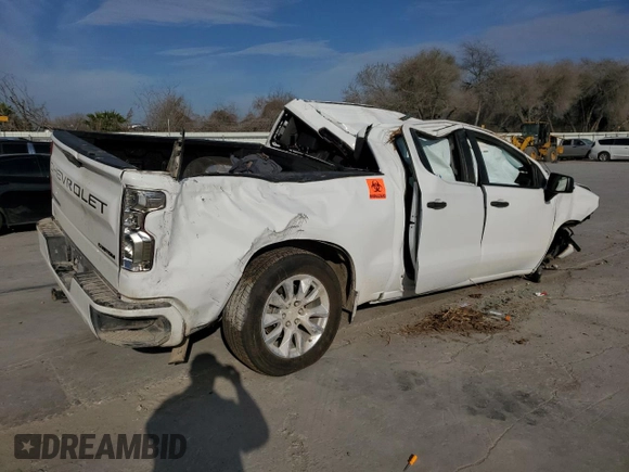 2022 Chevrolet Silverado 1500 Custom with VIN 3GCPABEK2NG596071, listed as a Copart auction lot 47257045 with Not Provided miles and Non Repairable. Bid and sale history available at DreamBid. Image 3.