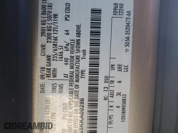 2019 Ford Transit Cargo with VIN 1FTYE1YG5KKA00286, listed as a Copart auction lot 74486154 with Not Provided miles and Salvage Title. Bid and sale history available at DreamBid. Image 12.