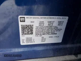 2022 GMC Terrain SLE with VIN 3GKALMEV7NL246663, listed as a Copart auction lot 55052815 with Not provided miles and Salvage title. Bid and sale history available at DreamBid. Image 13.