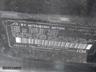 2019 Mitsubishi Mirage G4 ES with VIN ML32F3FJ5KHF04336, listed as a IAAI auction lot 42010667 with 74,910 mi miles. Bid and sale history available at carsss.com. Image 9.
