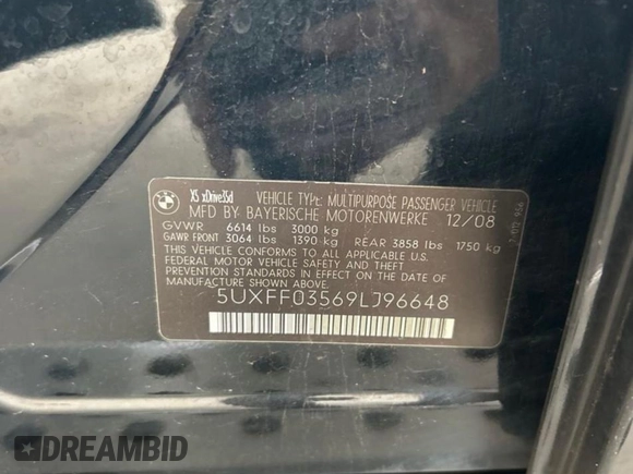 2009 BMW X5 35d z VIN 5UXFF03569LJ96648, wystawiony jako Copart lot #56781555 z przebiegiem 171 787 mil mil oraz Czysty tytuł • Clean title. Historia ofert i sprzedaży dostępna na DreamBid. Obrazek 10.