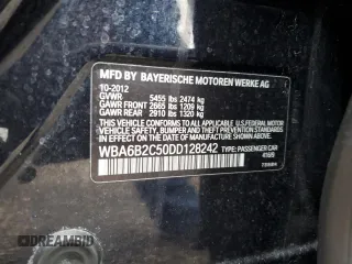 2013 BMW 6 Series 650i with VIN WBA6B2C50DD128242, listed as a Copart auction lot 44441885 with 107,960 mi miles and Salvage Title. Bid and sale history available at DreamBid. Image 12.