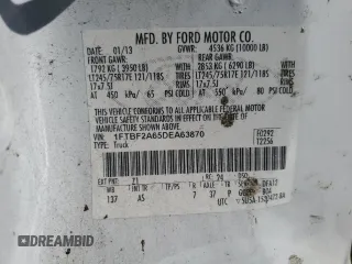 2013 Ford F-250 XL with VIN 1FTBF2A65DEA63870, listed as a Copart auction lot 83308544 with 83,554 mi miles and Salvage Title. Bid and sale history available at DreamBid. Image 12.