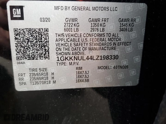 2020 GMC Acadia SLT z VIN 1GKKNUL44LZ198330, wystawiony jako Copart lot #72667673 z przebiegiem 95 391 mil mil oraz . Historia ofert i sprzedaży dostępna na DreamBid. Obrazek 13.