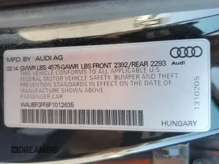 2015 Audi S3 2.0T Premium Plus with VIN WAUBFGFF8F1012635, listed as a Copart auction lot 51770653 with 67,414 mi miles. Bid and sale history available at carsss.com. Image 12.