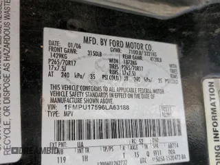 2006 Ford Expedition Eddie Bauer z VIN 1FMPU17596LA63188, wystawiony jako Copart lot #48068705 z przebiegiem 259 191 mil mil oraz Szkoda całkowita • Salvage title. Historia ofert i sprzedaży dostępna na DreamBid. Obrazek 13.