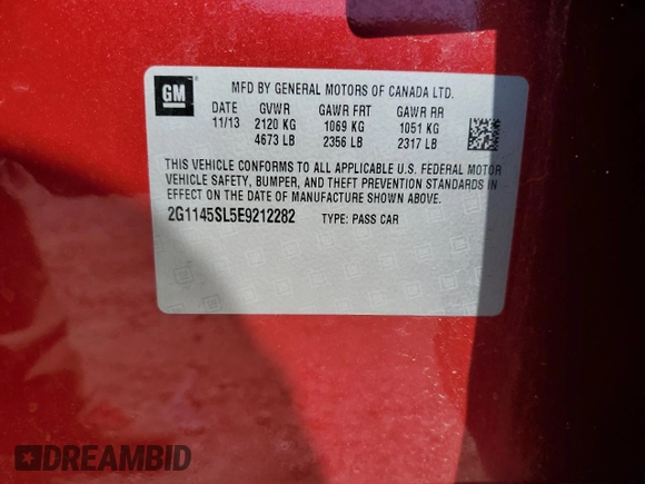 2014 Chevrolet Impala LTZ with VIN 2G1145SL5E9212282, listed as a Copart auction lot 52593355 with 97,099 mi miles and Salvage Title. Bid and sale history available at DreamBid. Image 12.