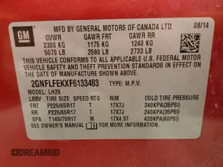 2015 Chevrolet Equinox LT z VIN 2GNFLFEKXF6133483, wystawiony jako Copart lot #54673395 z przebiegiem 156 685 mil mil oraz Nie do naprawy • Non repairable. Historia ofert i sprzedaży dostępna na DreamBid. Obrazek 13.