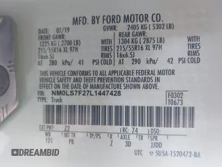 2020 Ford Transit Connect XLT z VIN NM0LS7F27L1447428, wystawiony jako IAAI lot #41892673 z przebiegiem 153 602 mil mil oraz . Historia ofert i sprzedaży dostępna na DreamBid. Obrazek 9.